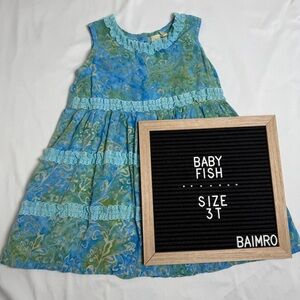 Baby Fish Handmade 100% Rayon Blue and Green Designs with Ruffle Accents size 3T